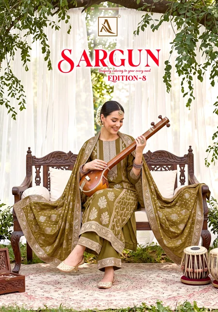 Sargun Edition 8 By Alok Viscose Maslin Jacquard Dress Material